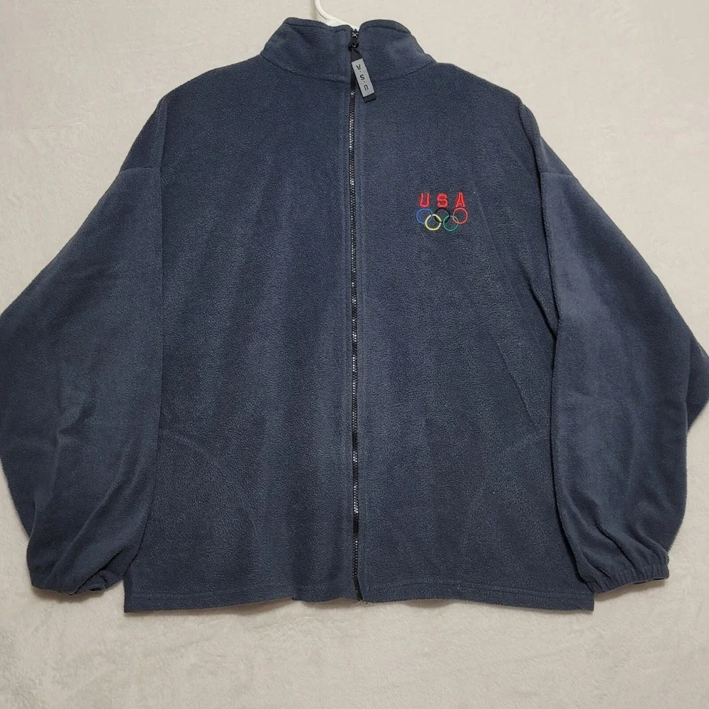 Team USA Men's‎ Jacket Sz XXL Dark Blue Fleece Long Sleeve Olympic